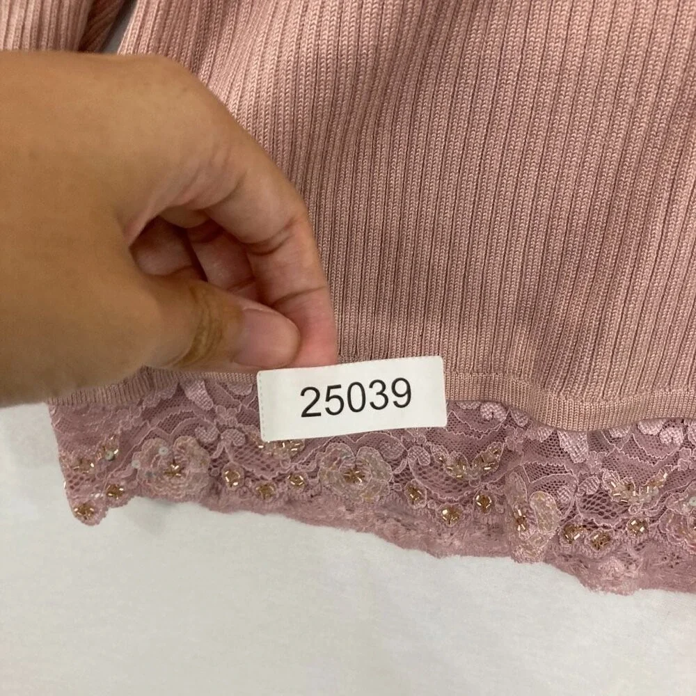 New Lane Bryant size 22/24 Pink Mauve‎ Lace Hook Closure Rib Knit Cardigan